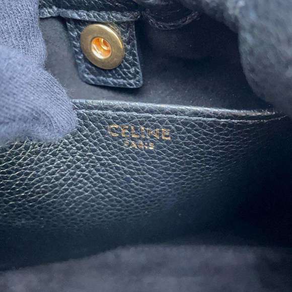 Celine Small Hippo Drawstring Cuile Triomphe Shoulder Bag Black - Picture 12 of 13